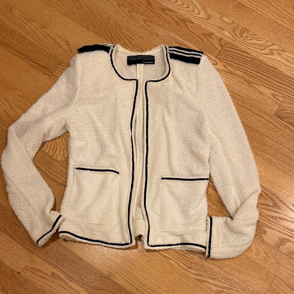 The Kooples Cream Blazer with Black Trim